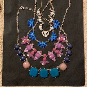 Lot of 4 Statement Collar Necklaces Mix Color EUC
